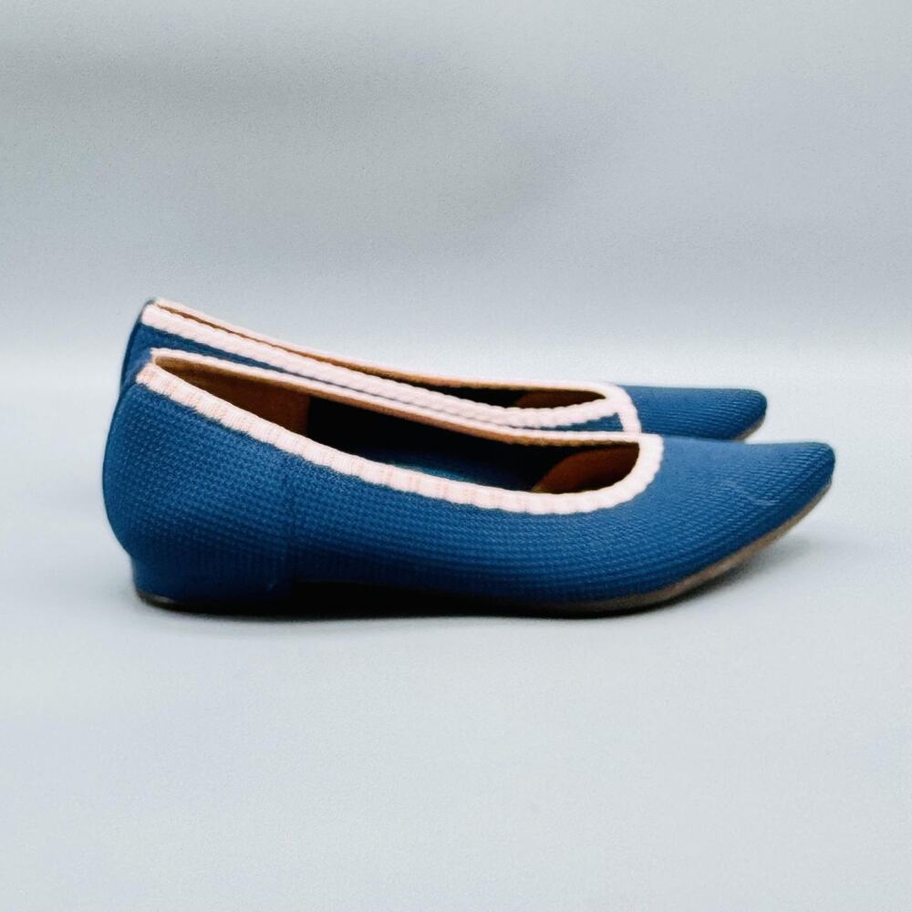 Vionic Shoes Womens 7 Blue Knit Dahlia Ballet Flats Pointed Toe Slip On Comfort